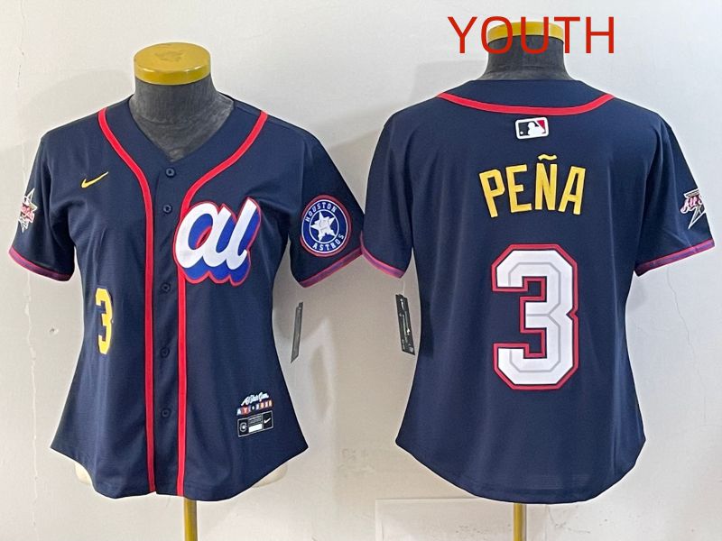 Youth 2025 Houston Astros #3 Pena Drak Blue All star Nike MLB Jersey style 12->youth mlb jersey->Youth Jersey